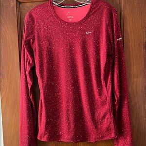 Nike Women's Red Speckled Long Sleeve Top M